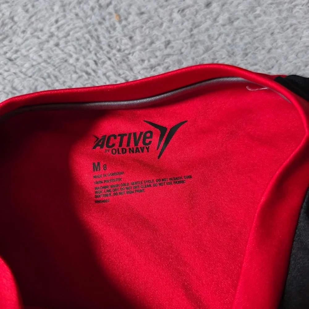 Old Navy Boys M 8 Active T-Shirt Red Black Colorblock Performance 109264-02-1